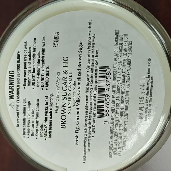 Bath & Body Works White Barn "BROWN SUGAR & FIG" 3-Wick Candles - Set of 2 - Picture 4 of 4